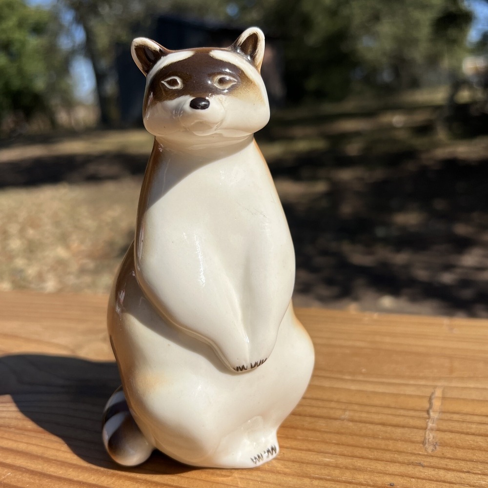 VTG Lomonosov Russian LFZ Porcelain Racoon Animal Figurine Standing